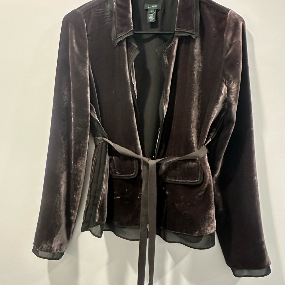 J. Crew Velvet Blazer with Tie Waist